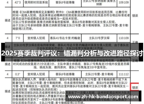 2025赛季裁判评议:错漏判分析与改进路径探讨 2025赛季裁判评议:错漏判分析与改进路径探讨