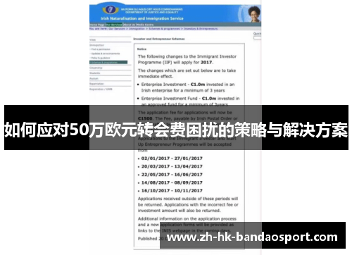 如何应对50万欧元转会费困扰的策略与解决方案