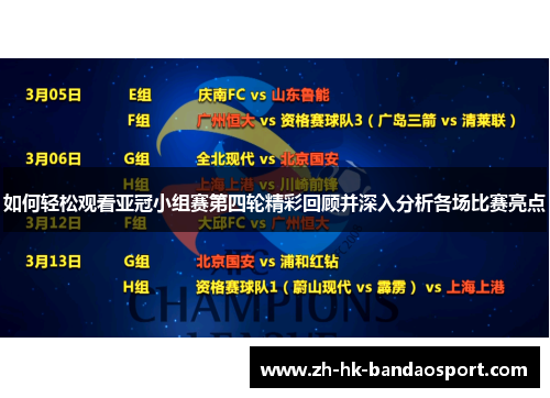 如何轻松观看亚冠小组赛第四轮精彩回顾并深入分析各场比赛亮点